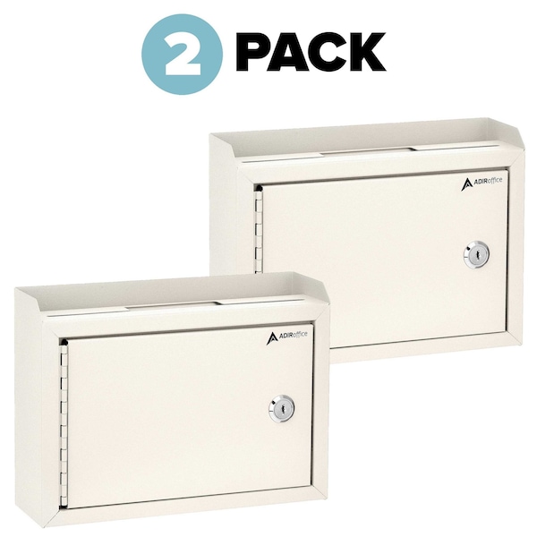 Adiroffice Wall Mountable Medium Size Steel Multi-Purpose Suggestion Drop Box, PK2 ADI631-02-WHI-2pk - main